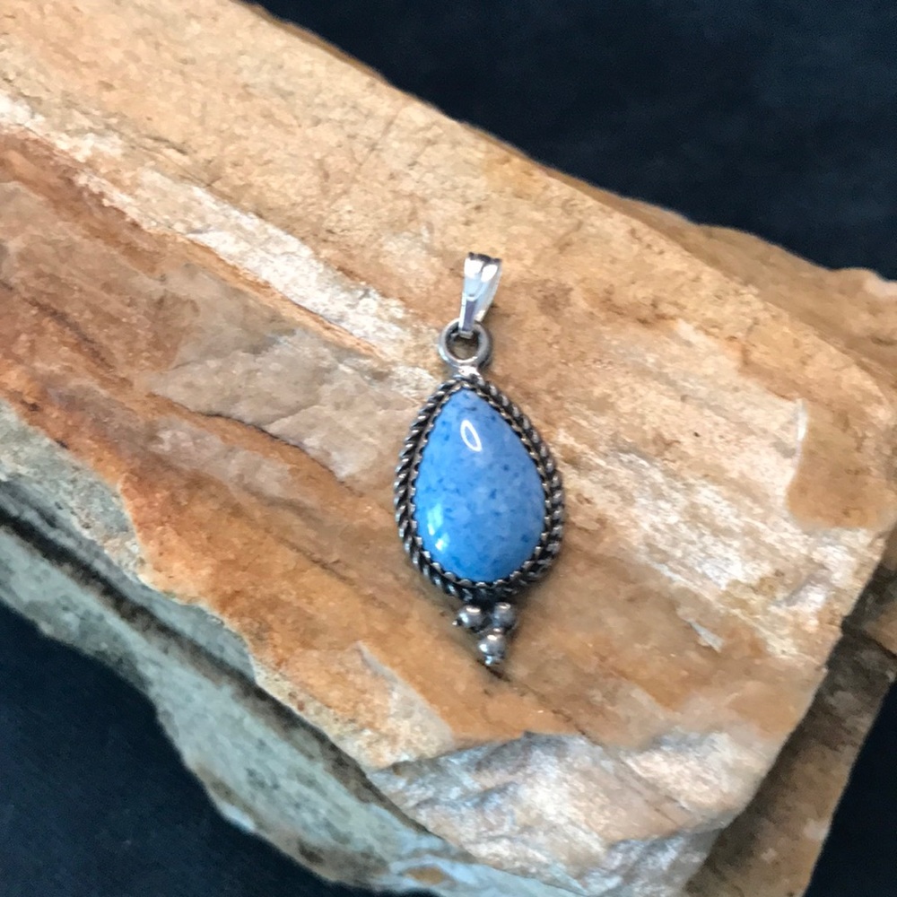 Sterling Silver Pendant with Denim Lapis